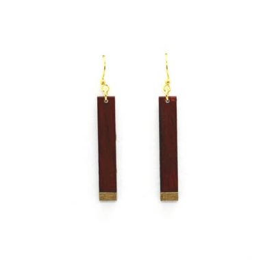 Rectangular wooden earrings